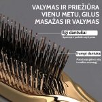 Rožinis galvos odos masažo šepetys su antistatiniais nailono dantukais