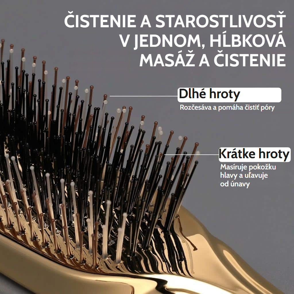 Ružová masážna kefa na pokožku hlavy s antistatickými nylonovými hrotmi