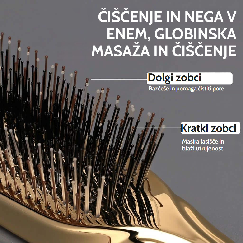 Roza masažna krtača za lasišče z antistatičnimi najlonskimi zobci