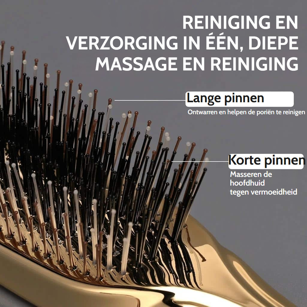 Roze hoofdhuidmassageborstel met antistatische nylon pinnen