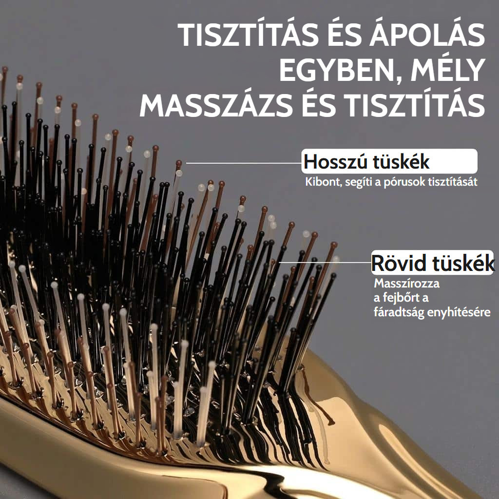 Rózsaszín fejbőrmasszírozó kefe antisztatikus nylon sertékkel