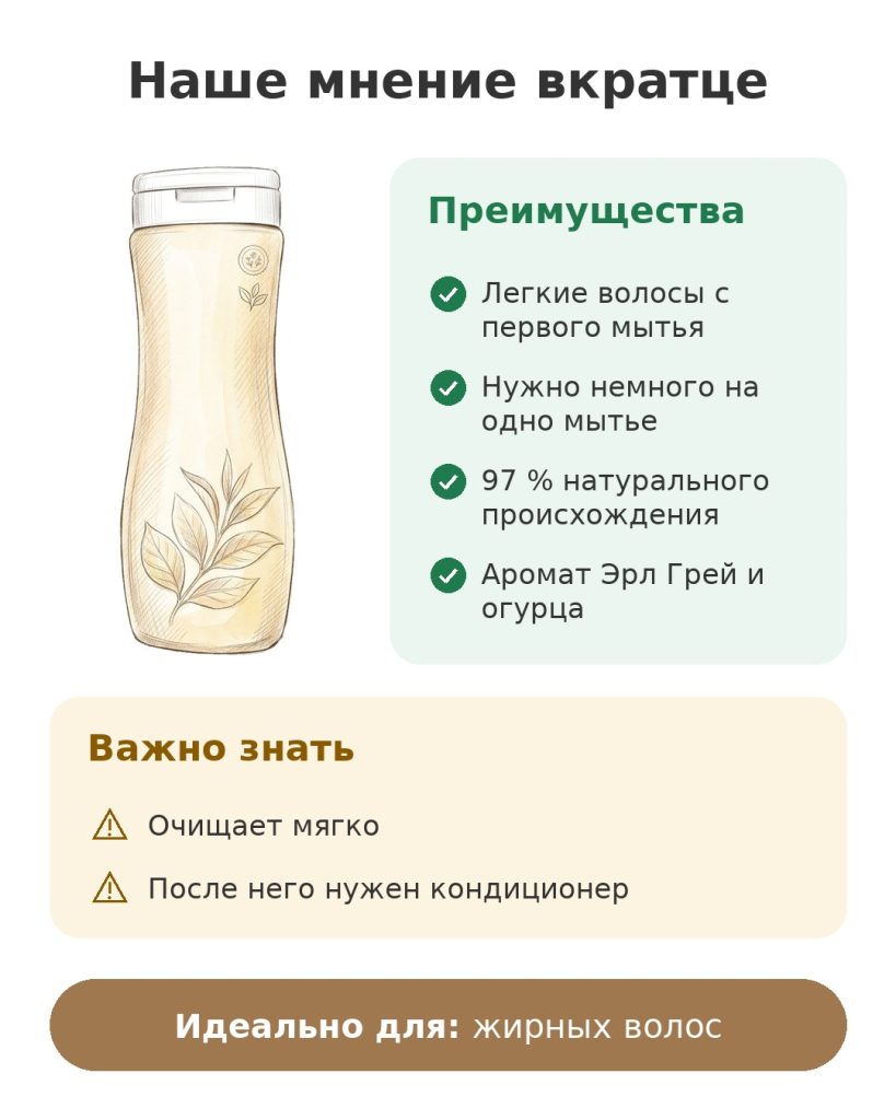 Наше мнение вкратце об очищающем шампуне с ароматом Эрл Грей и огурца для жирных волос