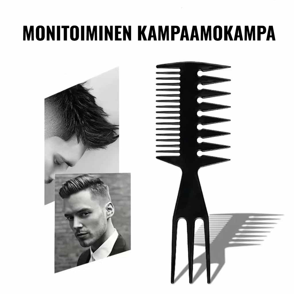Monitoiminen kaksipuolinen muotoilukampa, tiheät ja harvat hampaat selvitykseen ja muotoiluun