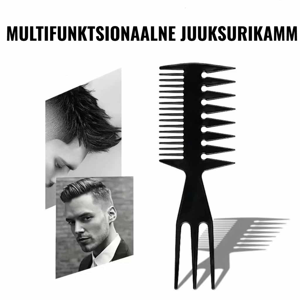Mitmeotstarbeline kahepoolne soengukamm peenete ja laiade hammastega lahtikammimiseks ja soengute tegemiseks