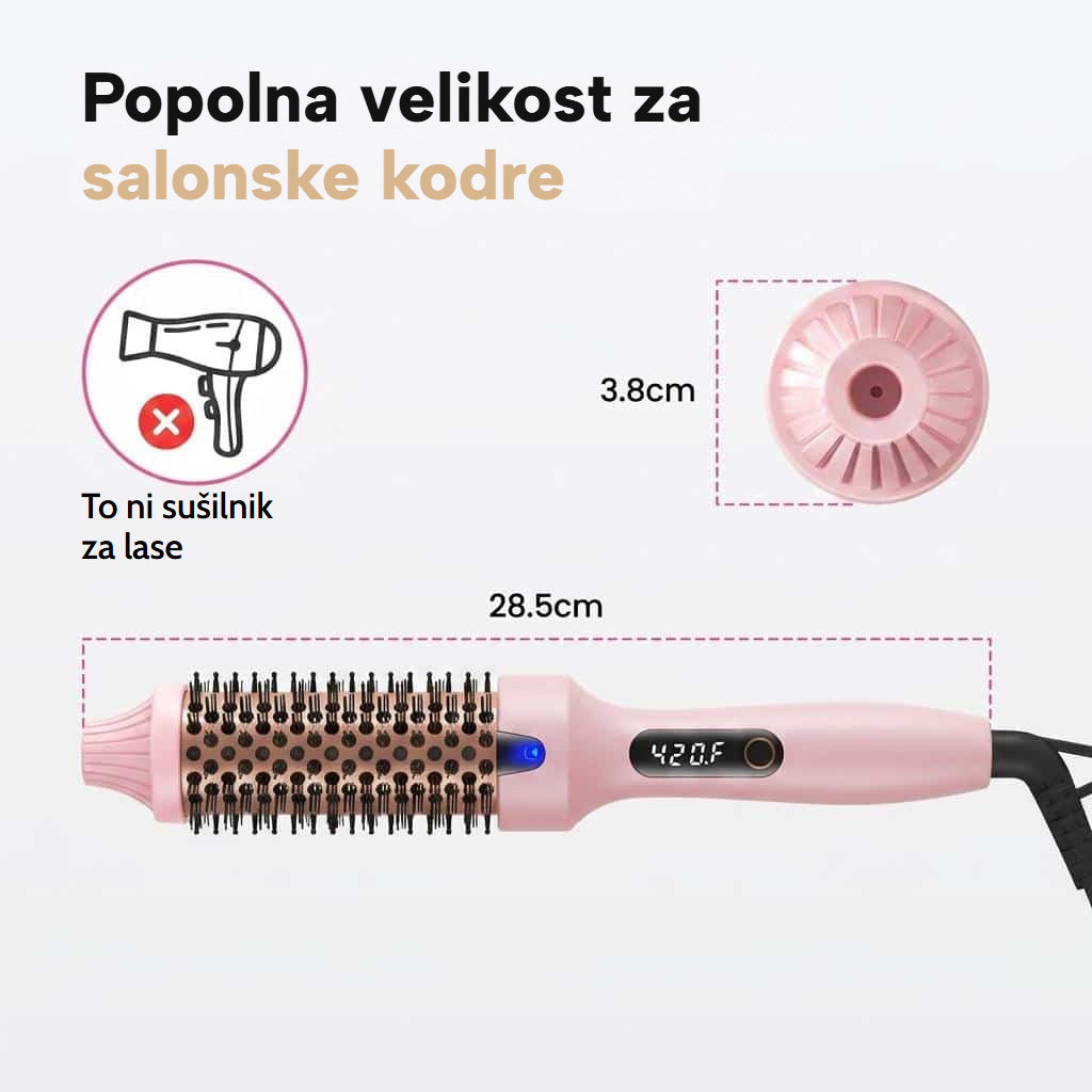 Termo krtača za ravnanje, kodranje in volumen z LED zaslonom