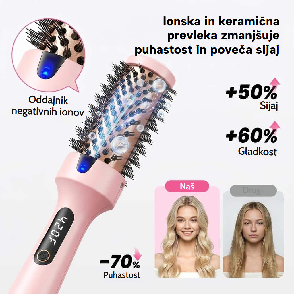 Termo krtača za ravnanje, kodranje in volumen z LED zaslonom
