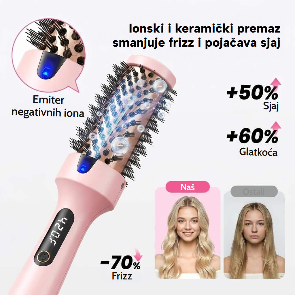 Toplinska četka za ravnanje, kovrčanje i volumen s LED zaslonom