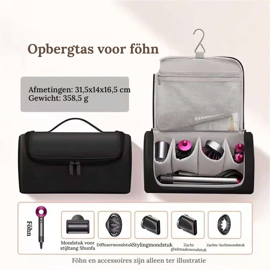 Opbergtas voor föhn en stylinggereedschap - Zwart