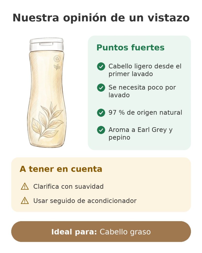 Champú clarificante ATTITUDE té blanco Nuestra opinión de un vistazo sobre el champú clarificante con aroma a Earl Grey y pepino