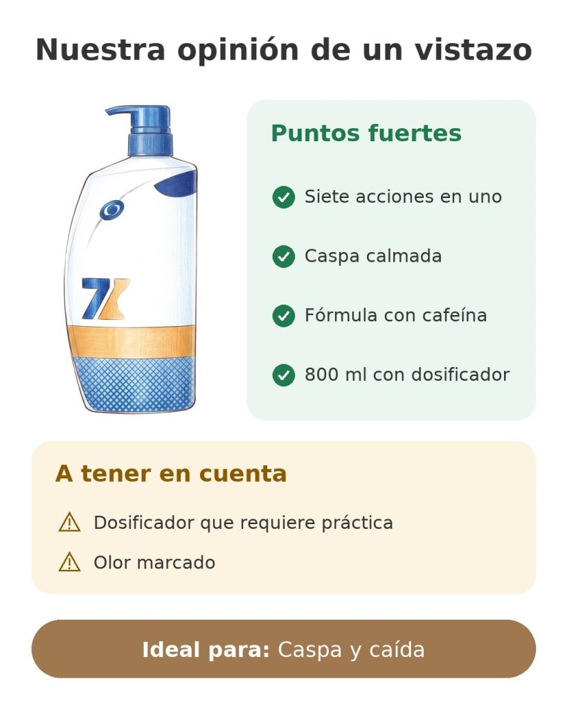Champú con cafeína Head & Shoulders Pro-Expert 7 Nuestra opinión de un vistazo sobre el champú anticaspa con cafeína