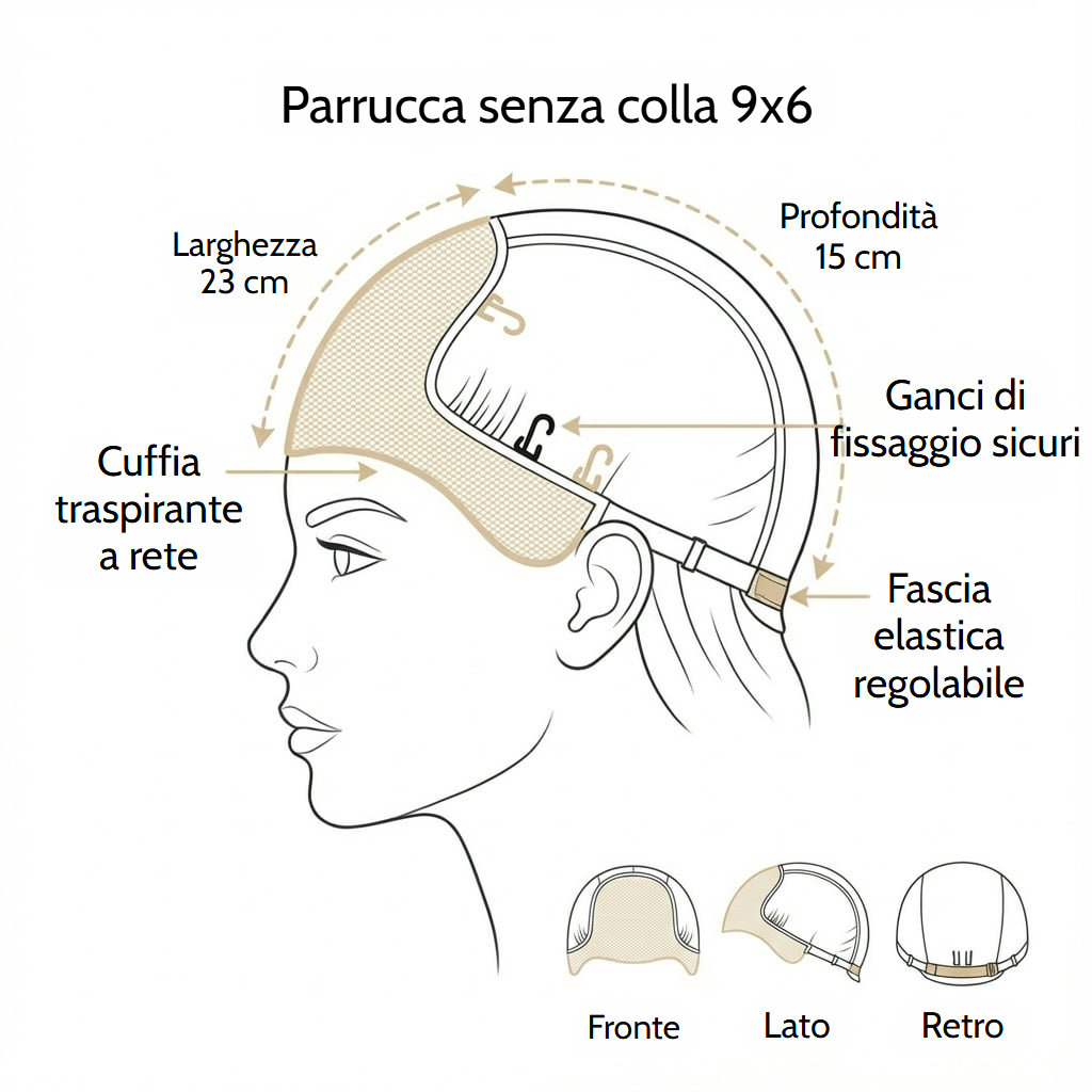 Parrucca lace front ondulata castana e voluminosa in capelli naturali