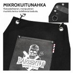 Puuvillakankainen parturin esiliina säädettävillä ristikkäisillä olkaimilla