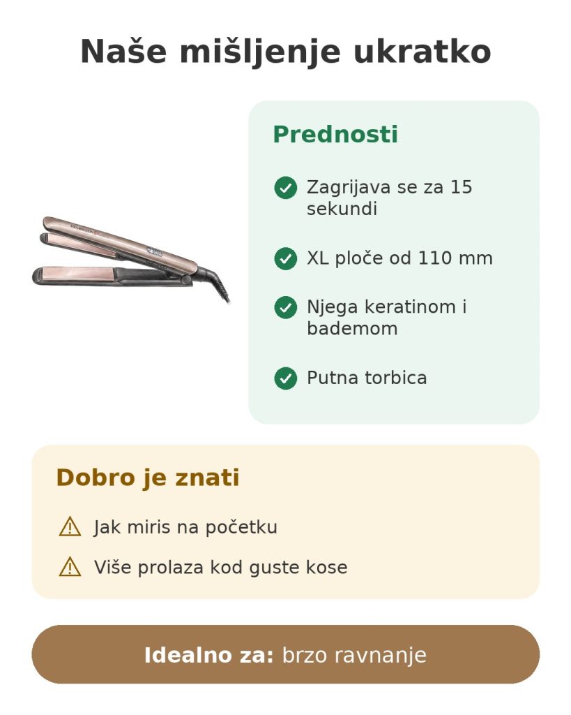 Ravnalo Remington Keratin Protect XL ploče Naše mišljenje ukratko o pegli za kosu Remington s keratinom i bademom: prednosti, na što paziti i idealna uporaba