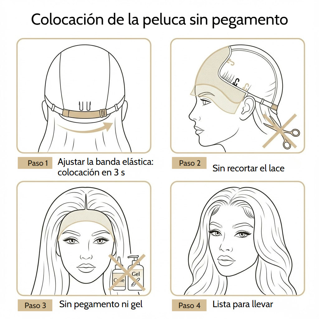 Peluca ondulada sin pegamento de pelo marrón chocolate con encaje transparente