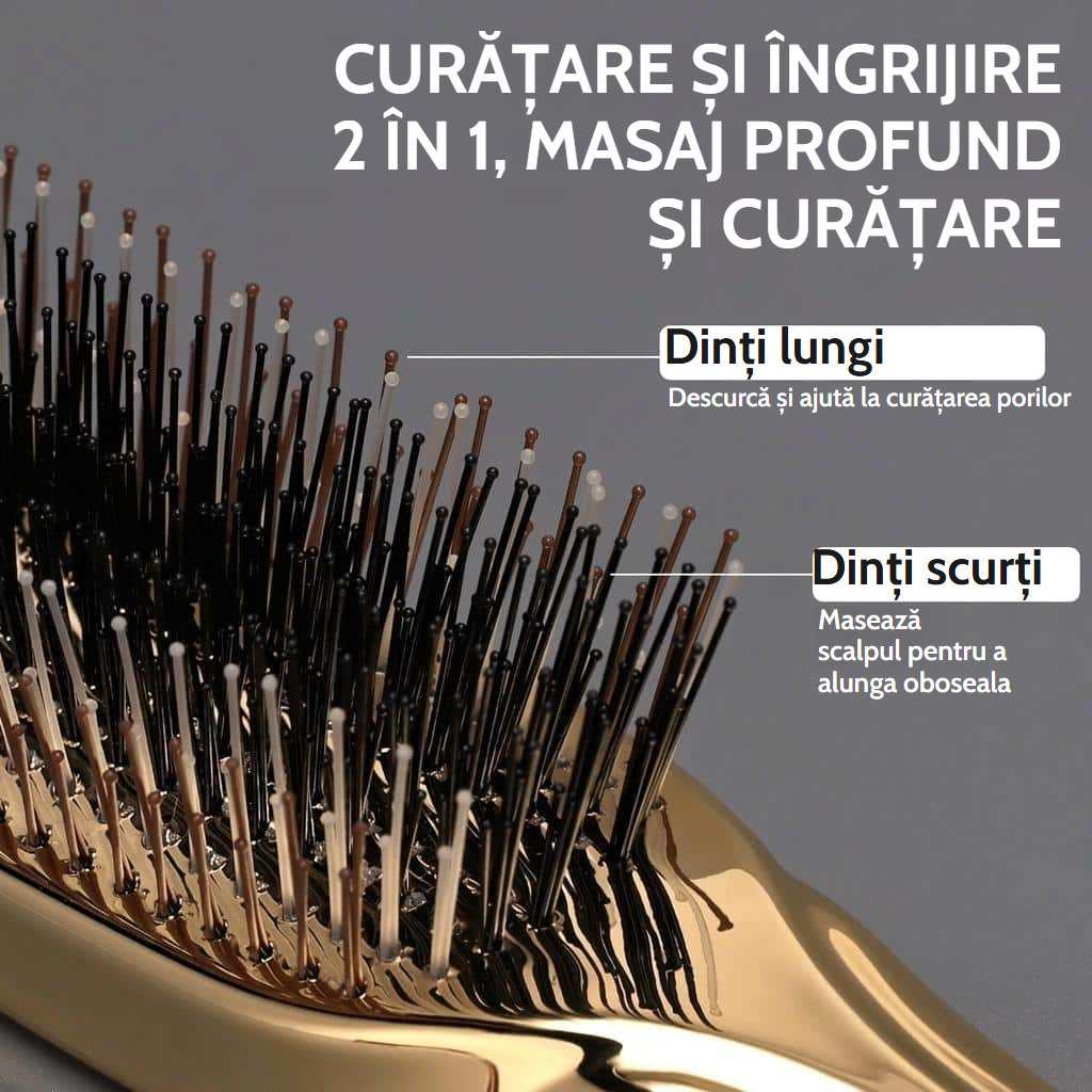 Perie de masaj pentru scalp roz, cu vârfuri din nailon antistatice