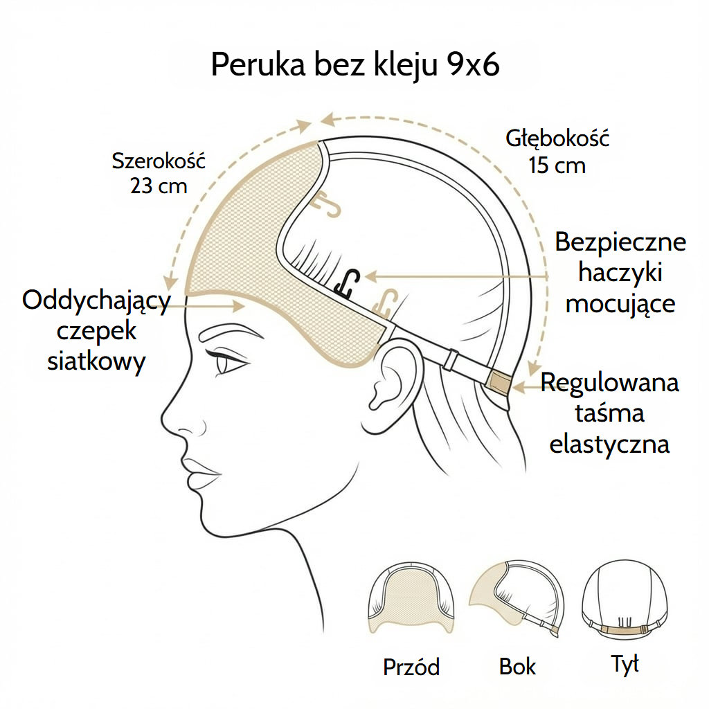 Objętościowa falowana peruka lace front w kolorze kasztanowym z włosów naturalnych
