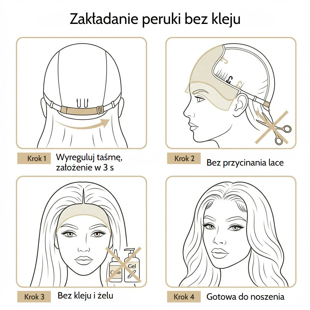 Falowana peruka bez kleju w kolorze czekoladowego brązu z przezroczystą koronką