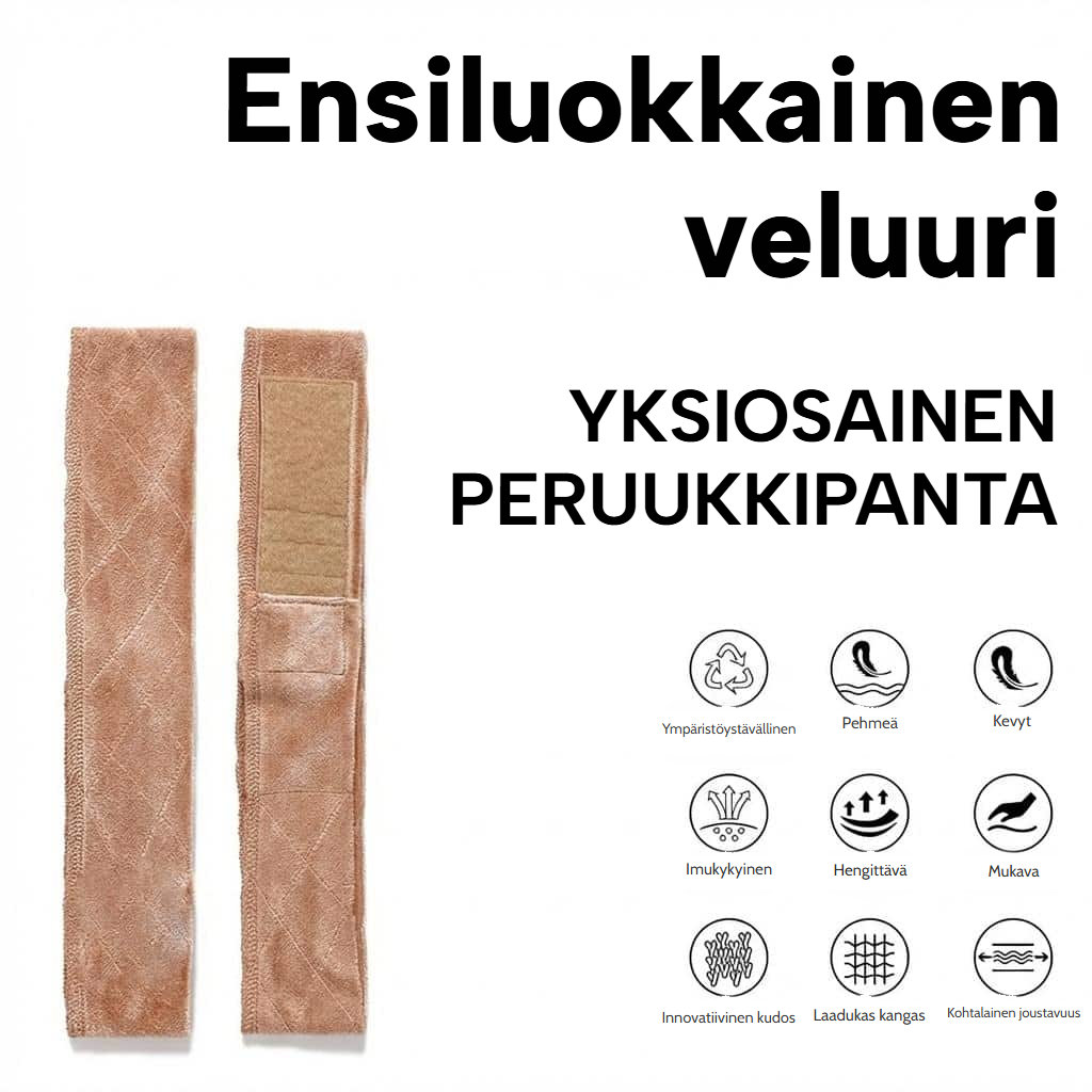 Liukumaton peruukkipanta säädettävällä tarranauhalla