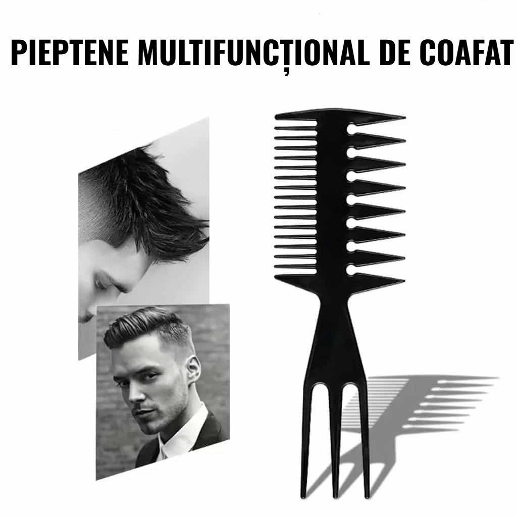 Pieptene de coafat multifuncțional, cu două fețe și dinți fini și largi pentru descâlcit și coafat