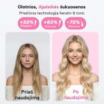 Šildomas tiesinimo, garbanojimo ir apimties suteikimo šepetys su LED ekranu