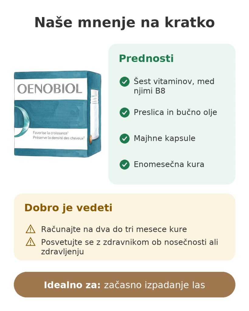 Naše mnenje na kratko o prehranskem dopolnilu Oenobiol Hair Expert