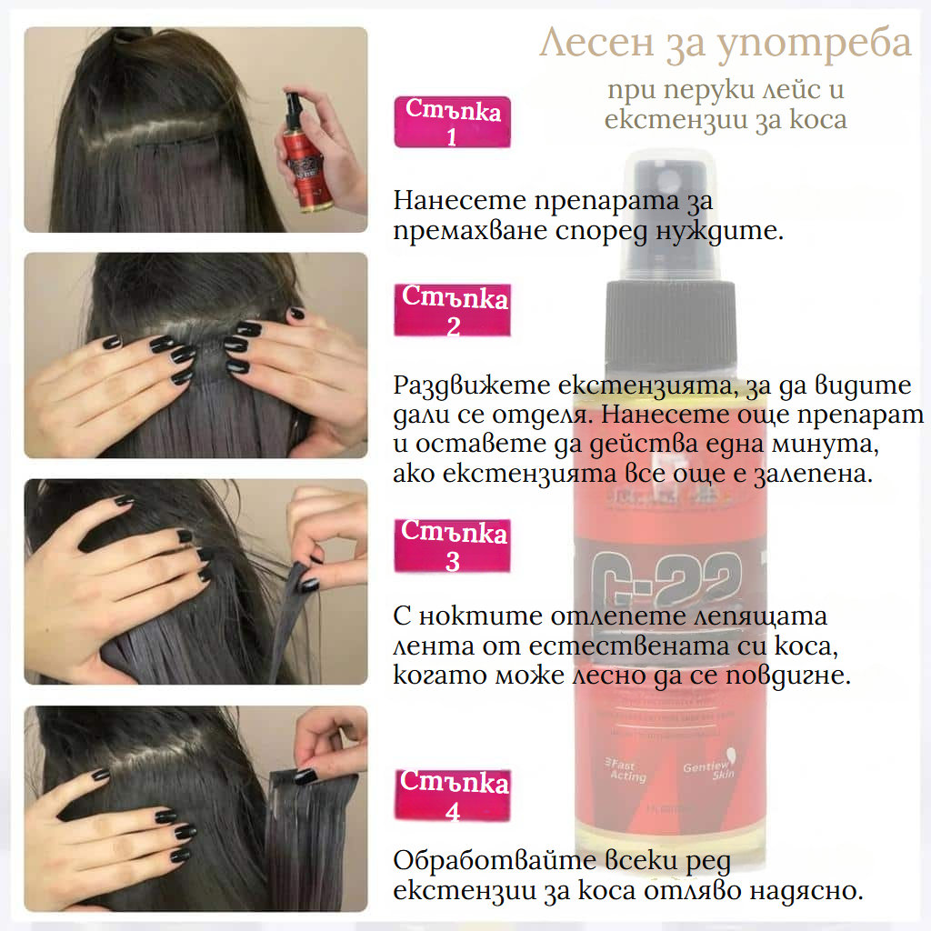 Спрей разтворител за перуки и екстеншъни