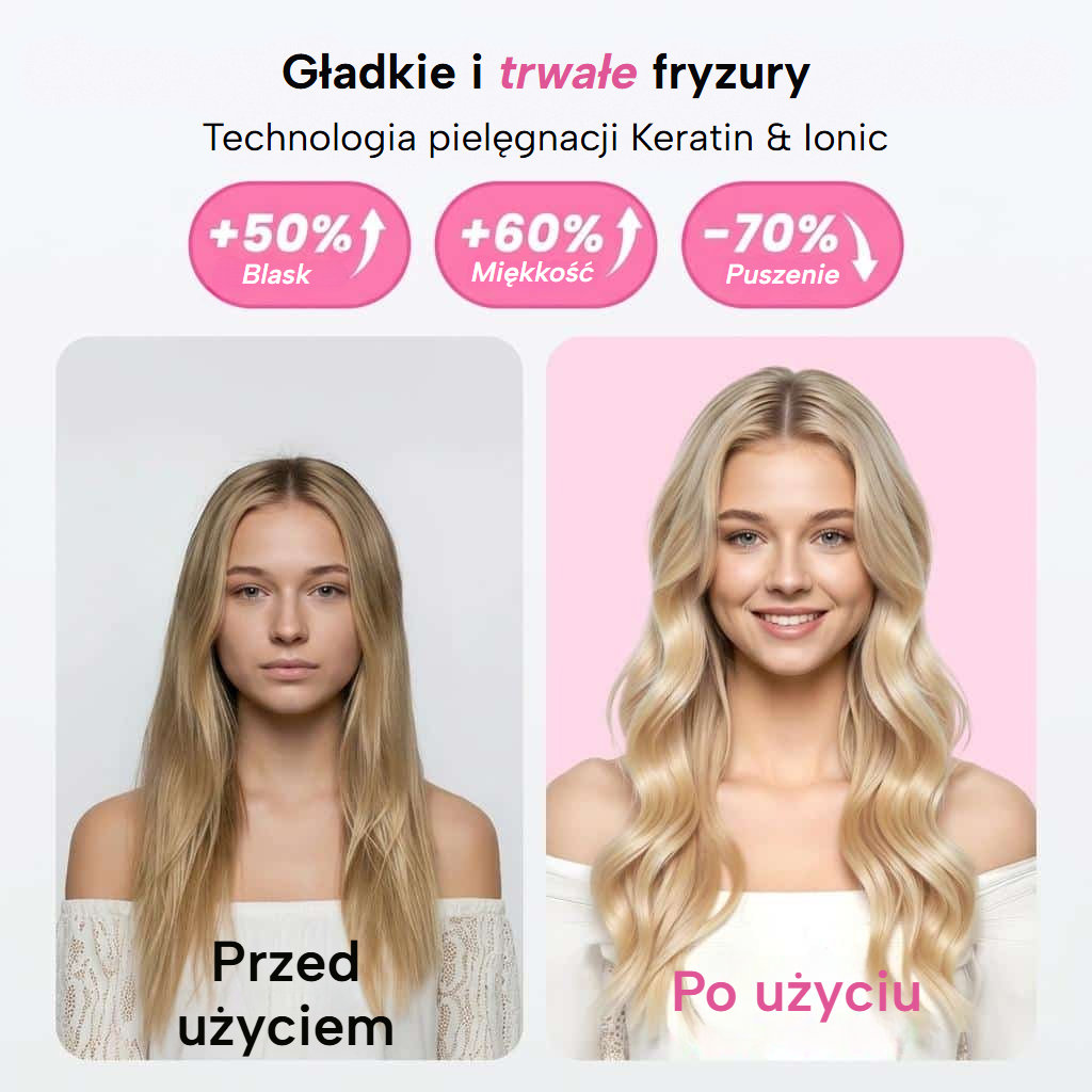 Szczotka termiczna prostująca, lokująca i dodająca objętości z wyświetlaczem LED