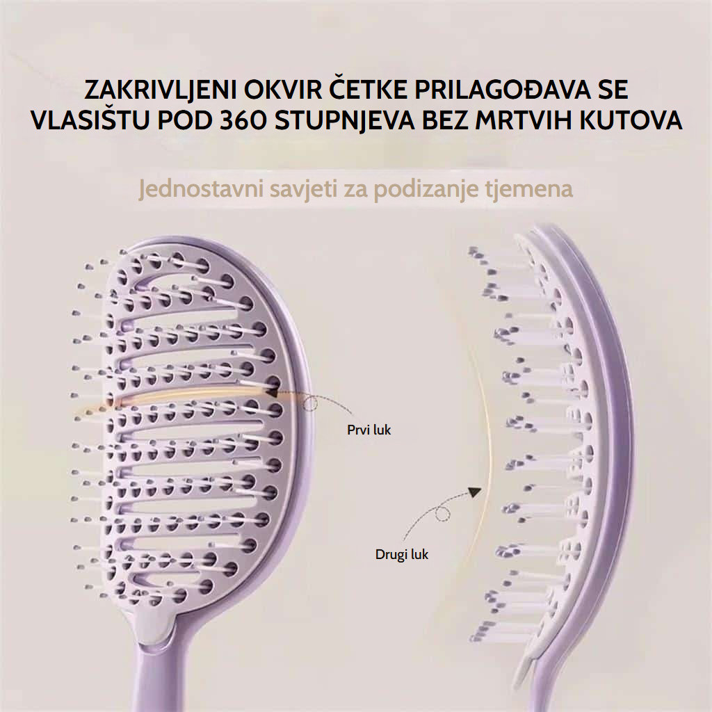 Četka za raščešljavanje koja se sama čisti, s debljim zupcima za kovrčavu kosu