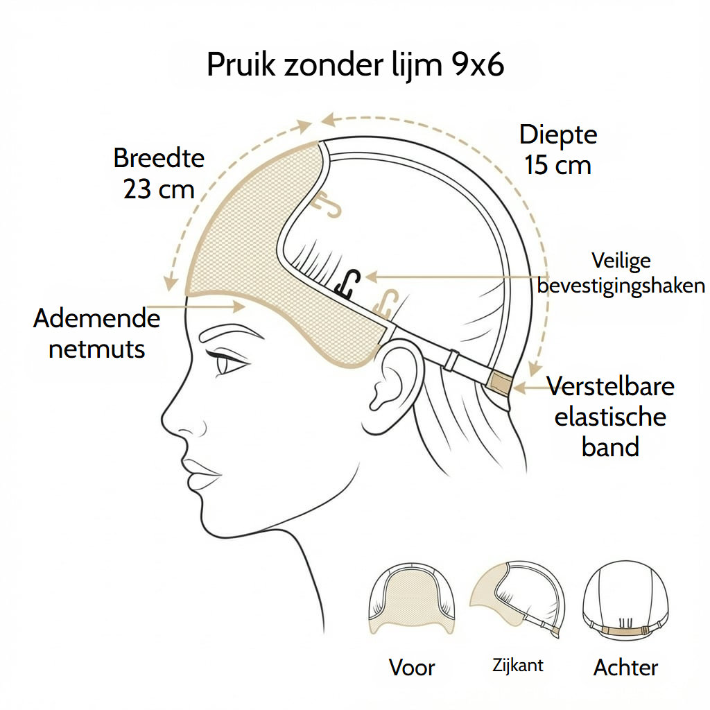 Volumineuze gegolfde lace front pruik van echt haar in kastanjebruin