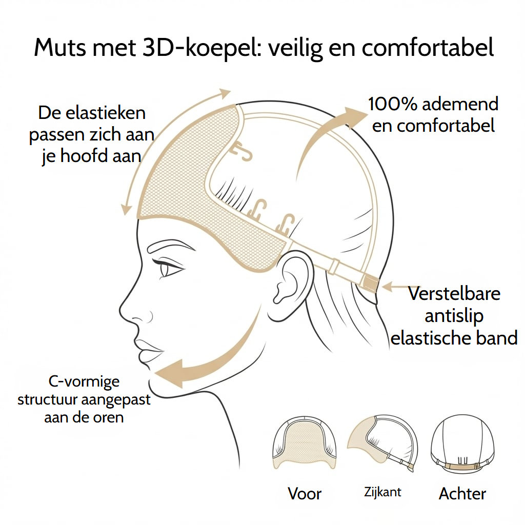 Volumineuze gegolfde lace front pruik van echt haar in kastanjebruin