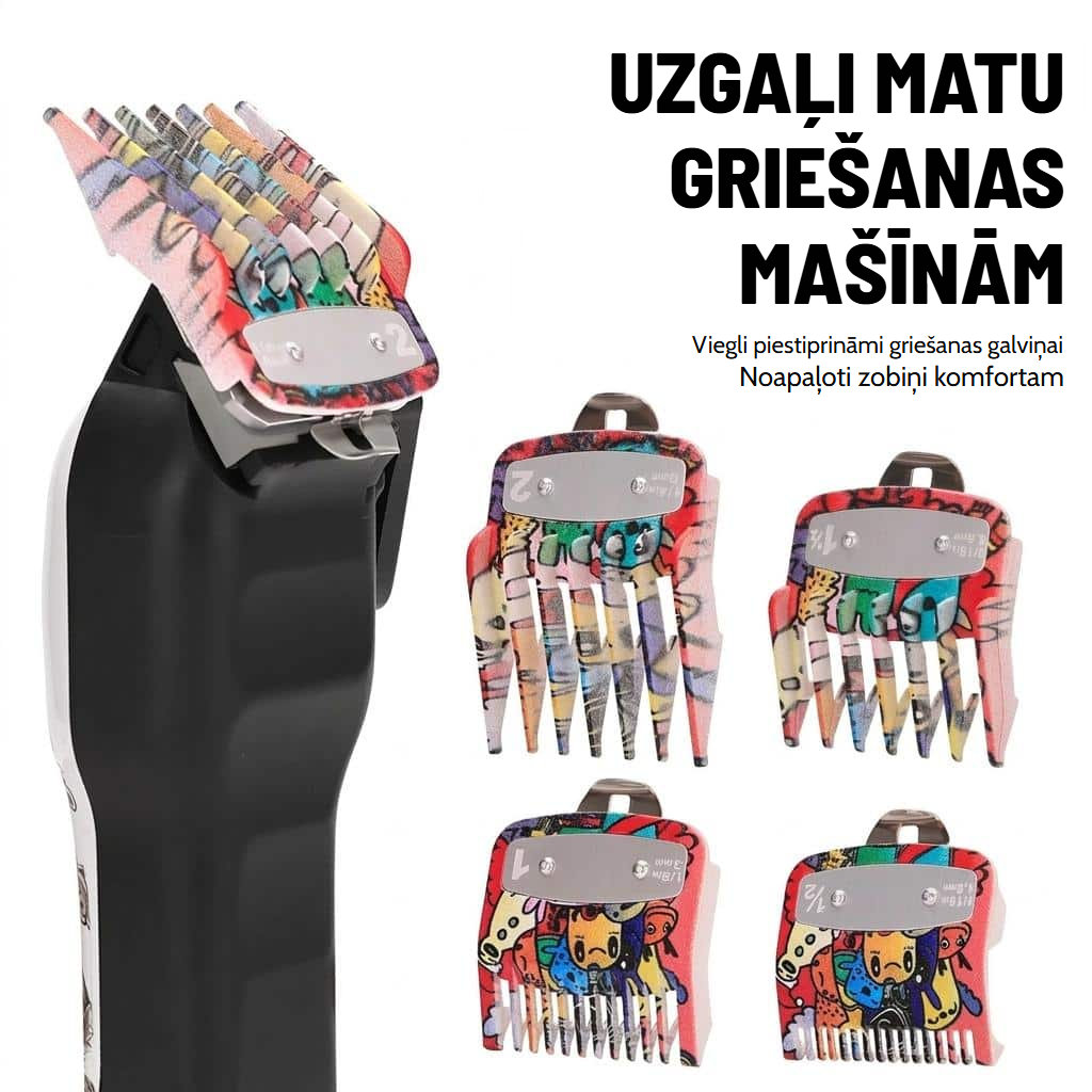 Matu griežamās mašīnītes uzgaļu komplekts ar daudzkrāsainiem motīviem