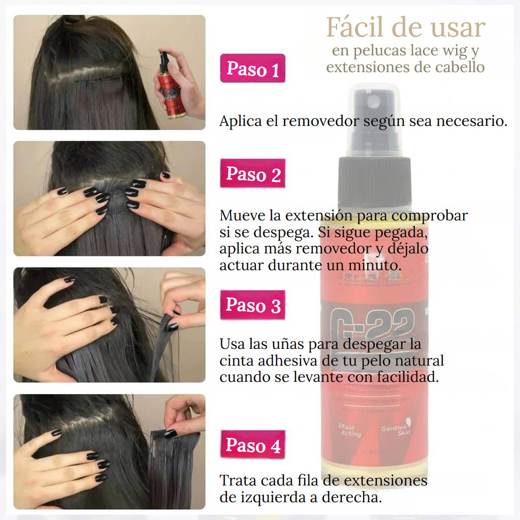 Spray disolvente para pelucas y extensiones capilares