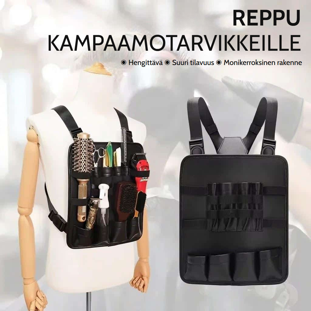 Kampaajan ja parturin taktinen järjestäjälaukku säilytyslokeroilla