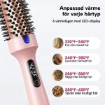 Värmeborste som slätar, lockar och ger volym, med LED-display