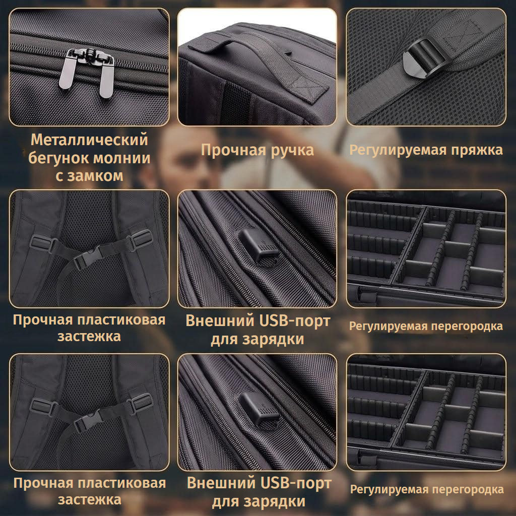 Профессиональный рюкзак для макияжа и инструментов для укладки с регулируемыми отделениями