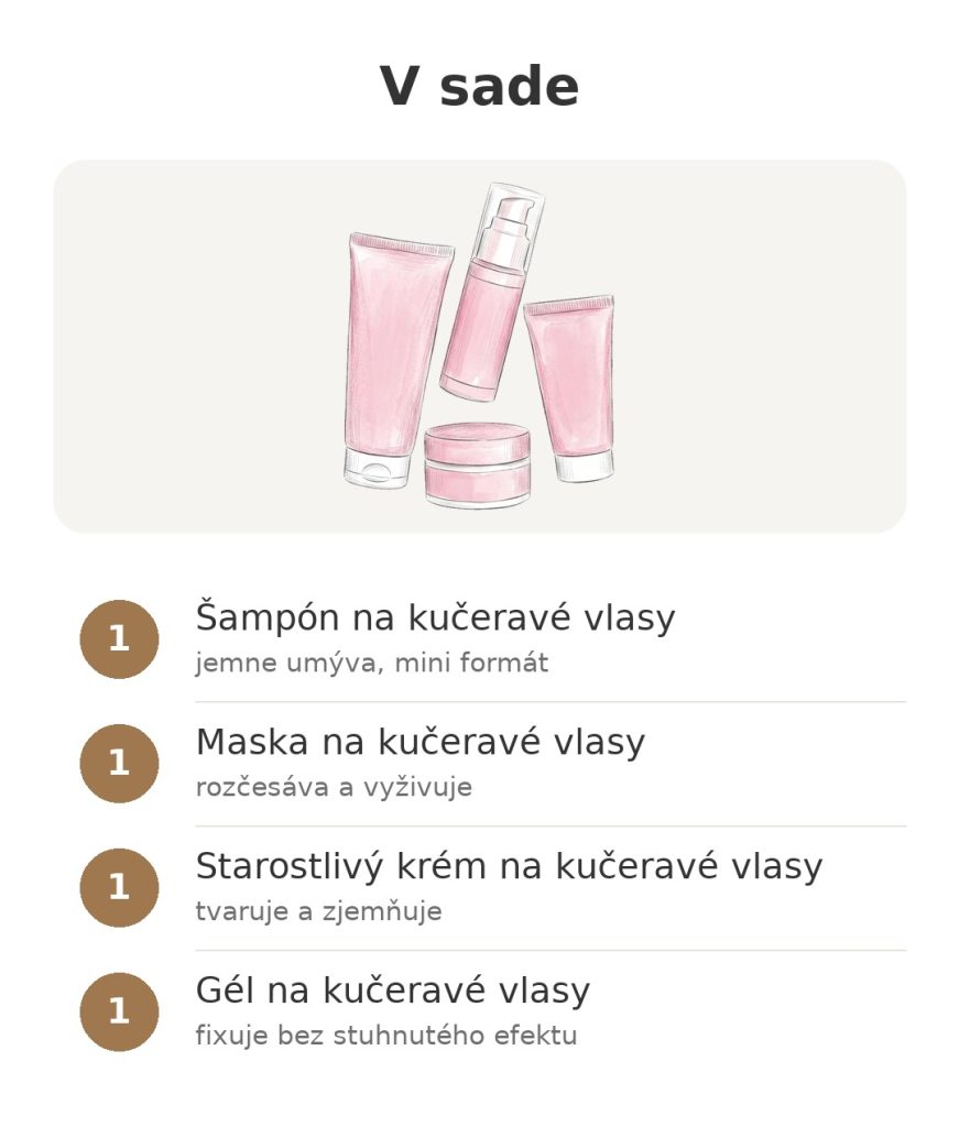 Obsah sady Luxéol pre kučeravé vlasy so šampónom, maskou, starostlivým krémom a gélom