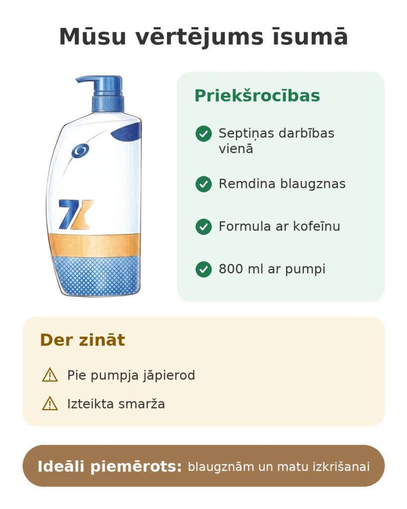 Mūsu vērtējums īsumā par šampūnu ar kofeīnu Head & Shoulders