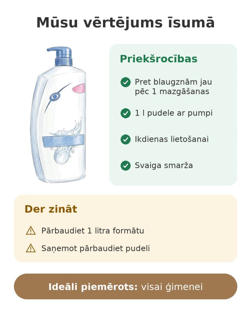 Mūsu vērtējums īsumā par šampūnu pret blaugznām 1 litra pudelē ar pumpi visai ģimenei