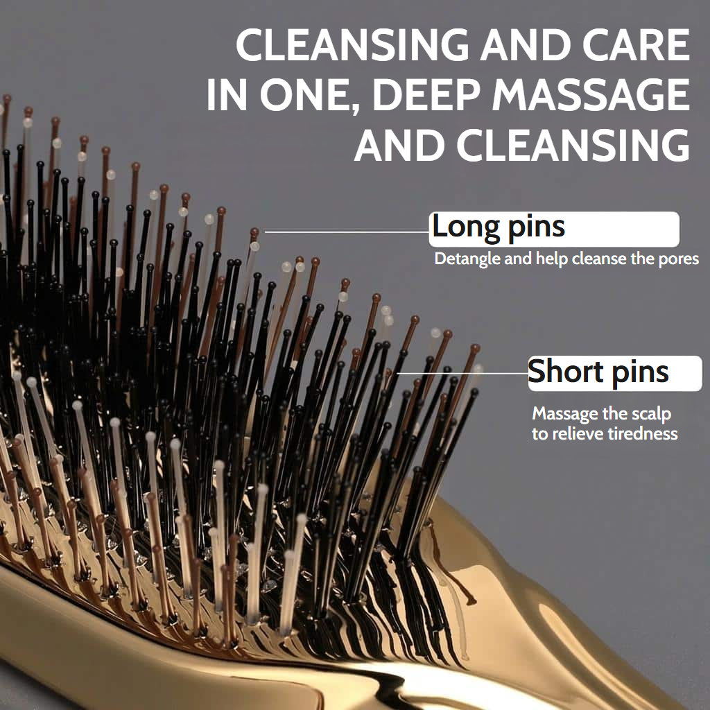 Pink scalp massage brush with antistatic nylon pins