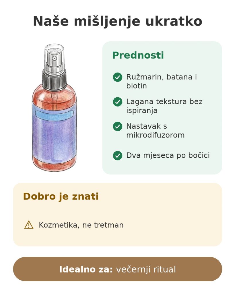 Naše mišljenje ukratko o serumu za kosu s ružmarinom, batanom i biotinom bez ispiranja
