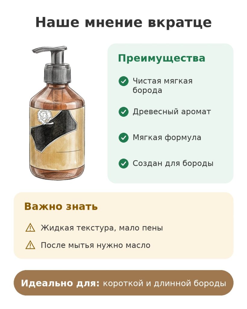 Наше мнение вкратце о шампуне для бороды с мягкой формулой и древесным ароматом