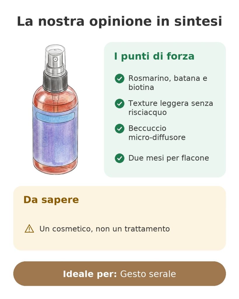 La nostra opinione in sintesi sul siero per capelli con rosmarino, batana e biotina