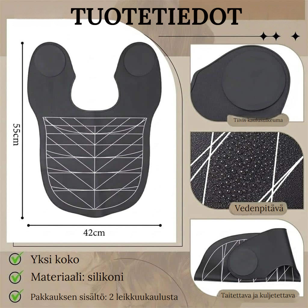 Vedenpitävä leikkuuviitta geometrisella kuviolla kampaamoon