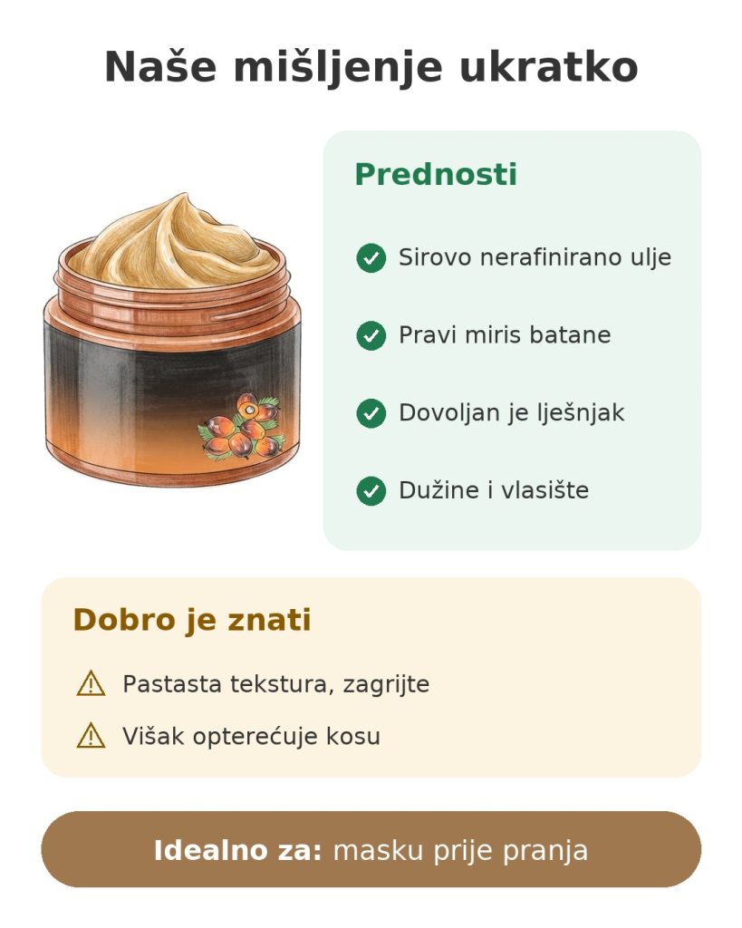 Naše mišljenje ukratko o sirovom ulju batane za dužine i vlasište