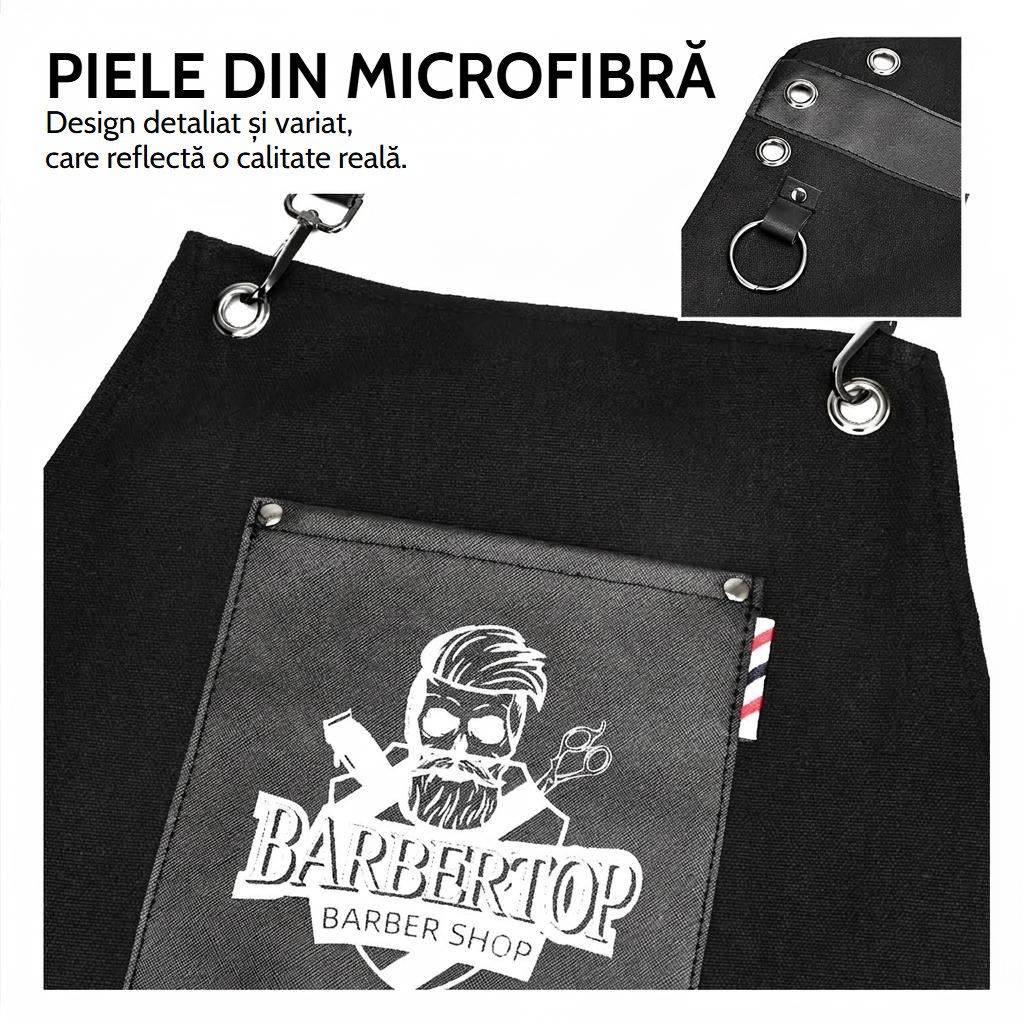 Șorț de frizer din pânză de bumbac cu bretele încrucișate reglabile