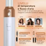 Spazzola asciugacapelli 5 in 1 con tre livelli di temperatura e quattro accessori per lo styling