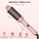Spazzola riscaldante rotonda 3 in 1 in ceramica con display LCD