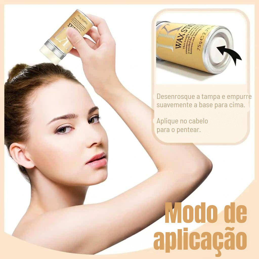 Stick de cera hidratante para o cabelo com cera de abelha e óleo de abacate