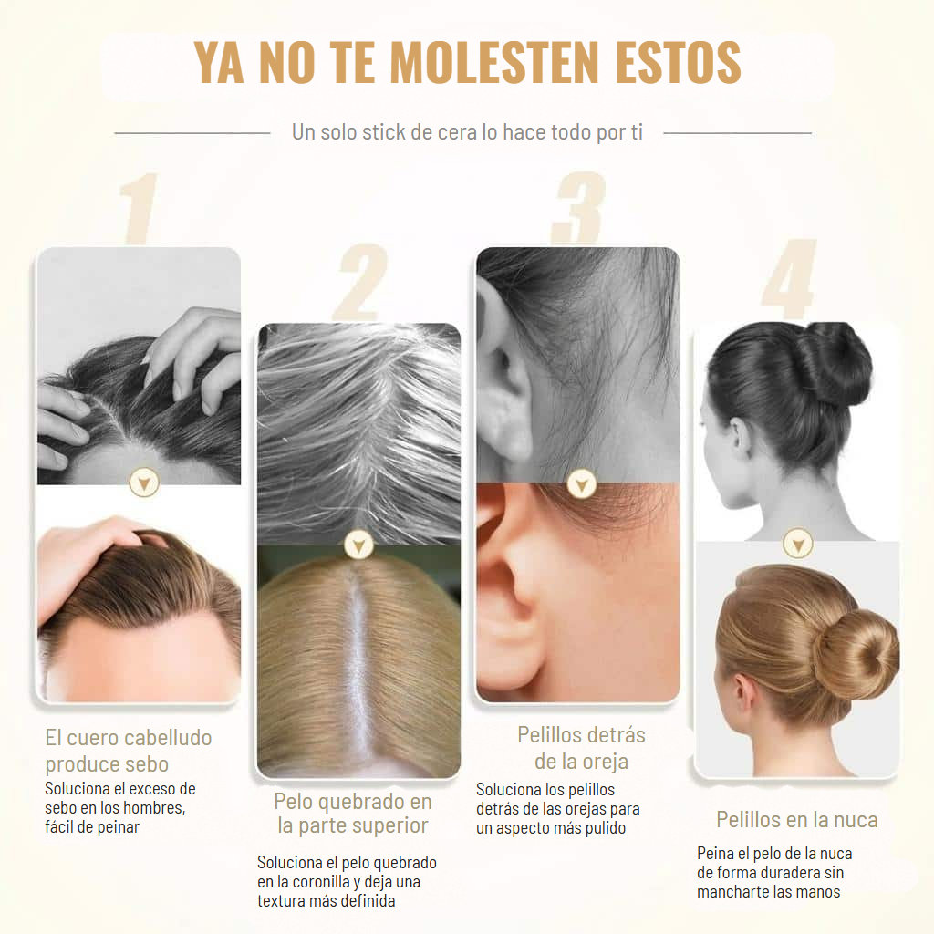Stick de cera hidratante para el pelo con cera de abeja y aceite de aguacate
