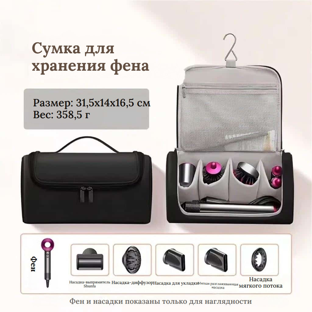 Сумка для хранения фена и инструментов для укладки — черный
